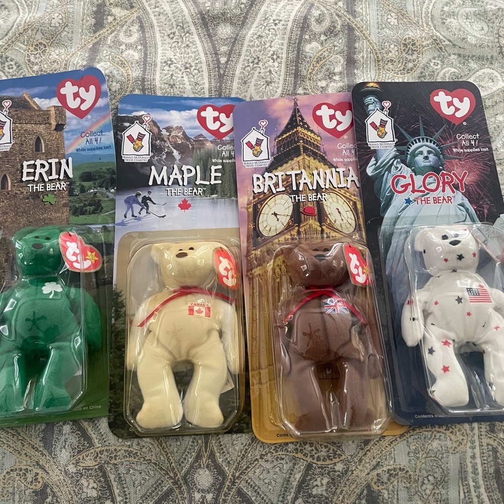 McDonald’s Ty Beanie Babies Bears - Maple, Erin, Glory, Britannia with errors